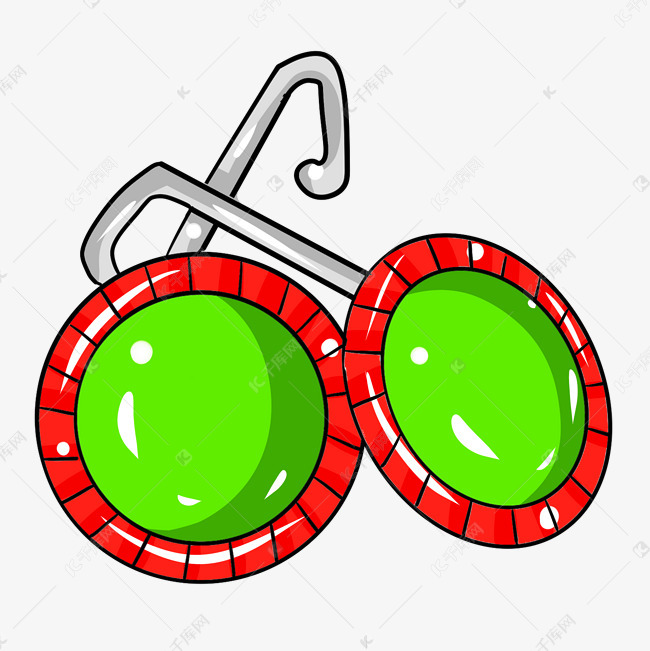 绿色宝石手绘耳钉元素