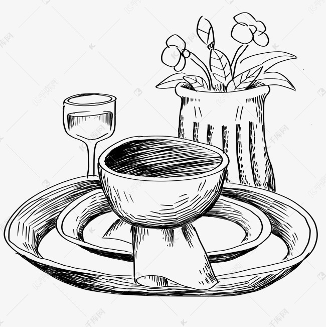 手绘餐厅餐具套装