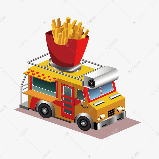 薯条快餐车矢量素材