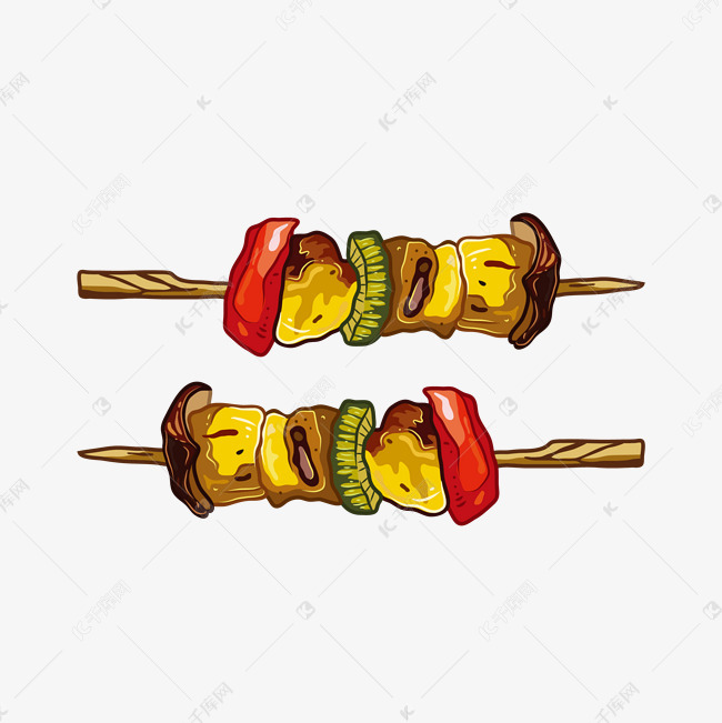 卡通美味的bbq烤串矢量素材