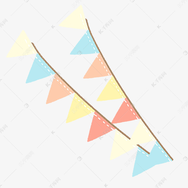 多色的三角旗手绘设计素材图片免费下载 高清卡通手绘psd 千库网 图片编号