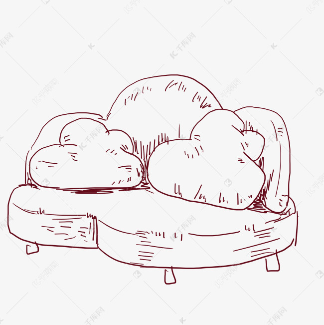 手绘线描沙发