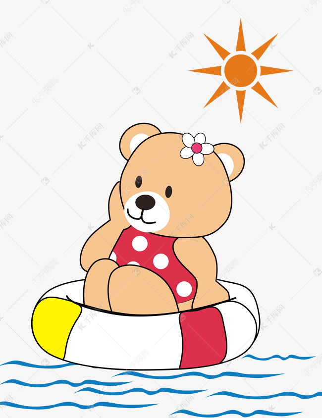 卡通游泳小熊素材