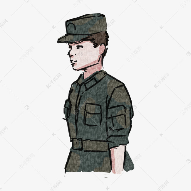 军人手绘卡通形象