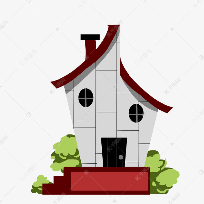 不规则形状房屋插画