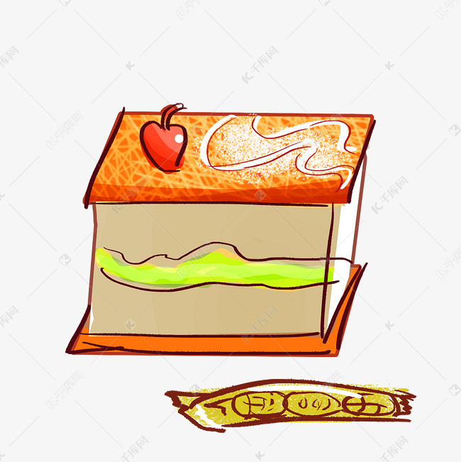 零食夹心菠萝面包插画