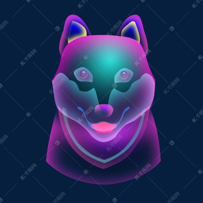 紫蓝色渐变狗头