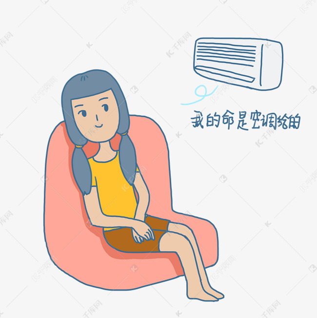 夏日清凉手绘卡通可爱双马尾女孩