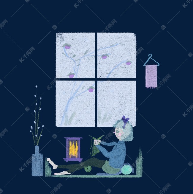 坐在窗前的小女孩
