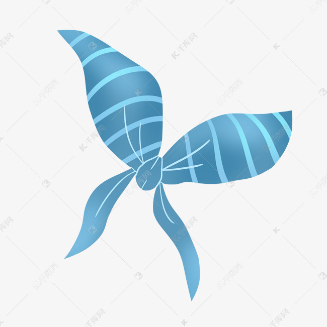 蓝色光滑丝绸缎面卡通蝴蝶结