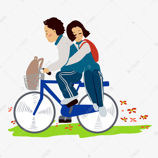 情人节情侣在单车上的幸福