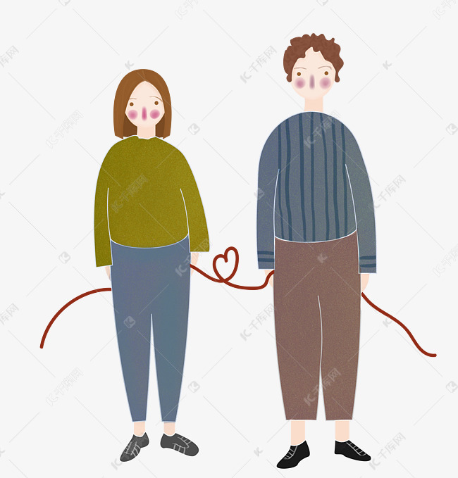 情人节情侣爱心红线png图片
