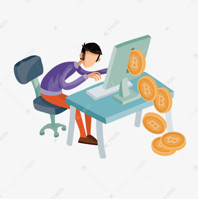 卡通电脑里输出金币矢量素材