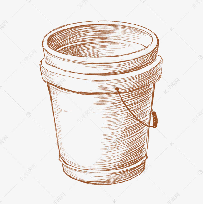 手绘线描水桶插画