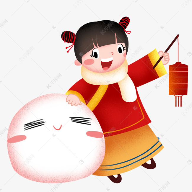 元宵节吃汤圆女孩