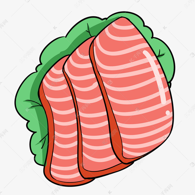 美味盘装鱼肉插画