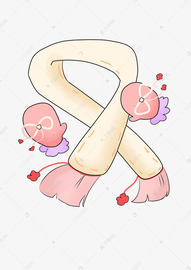 黄色的围巾手绘插画