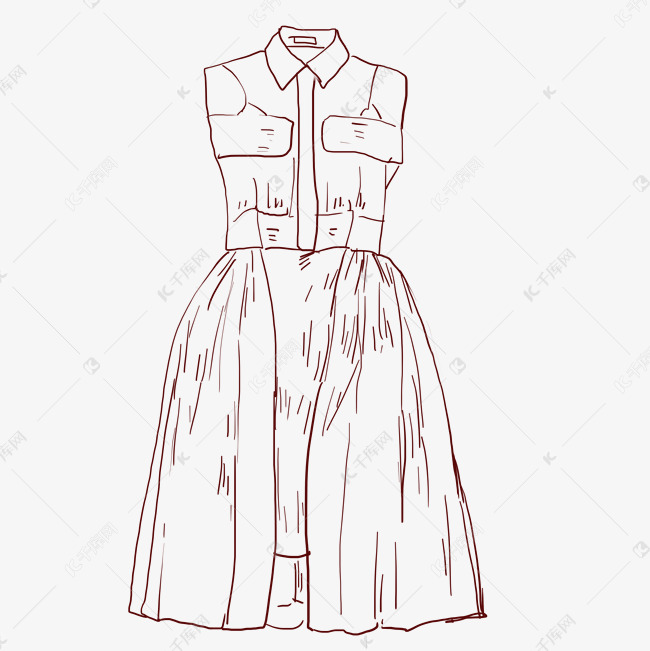 手绘线描蓬蓬裙