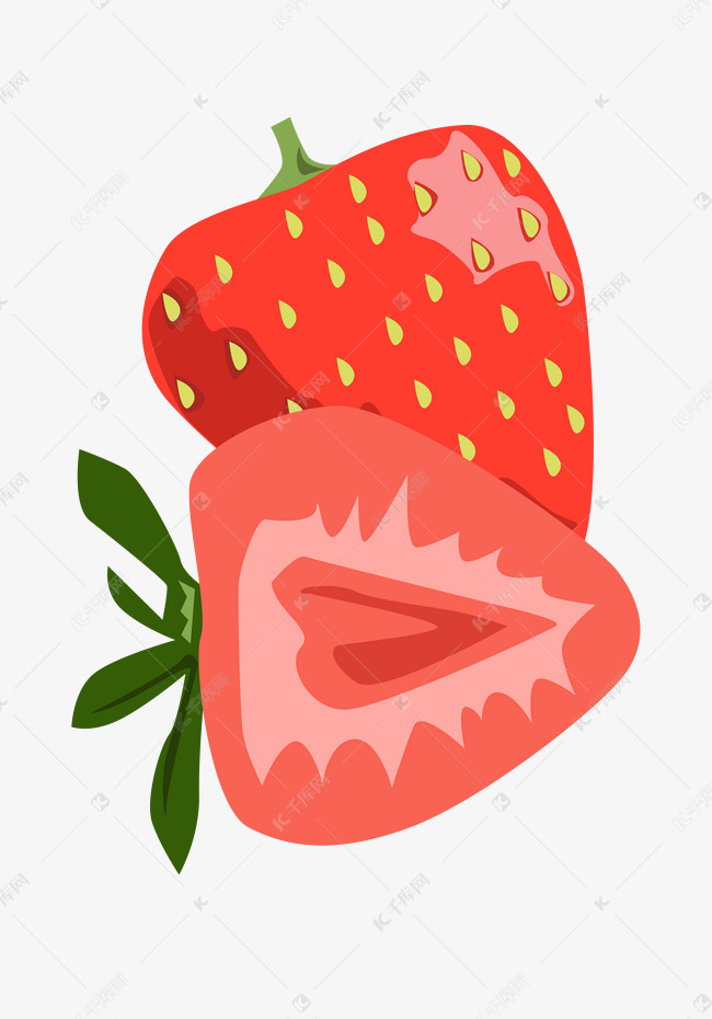切开的草莓手绘插画