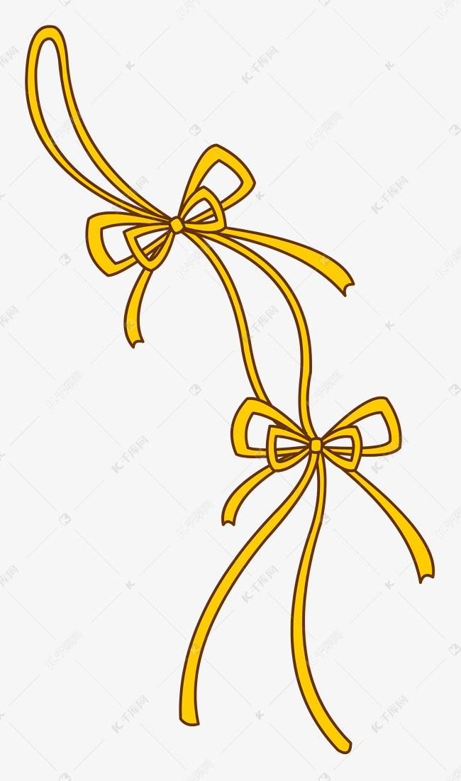 卡通手绘蝴蝶结黄丝带