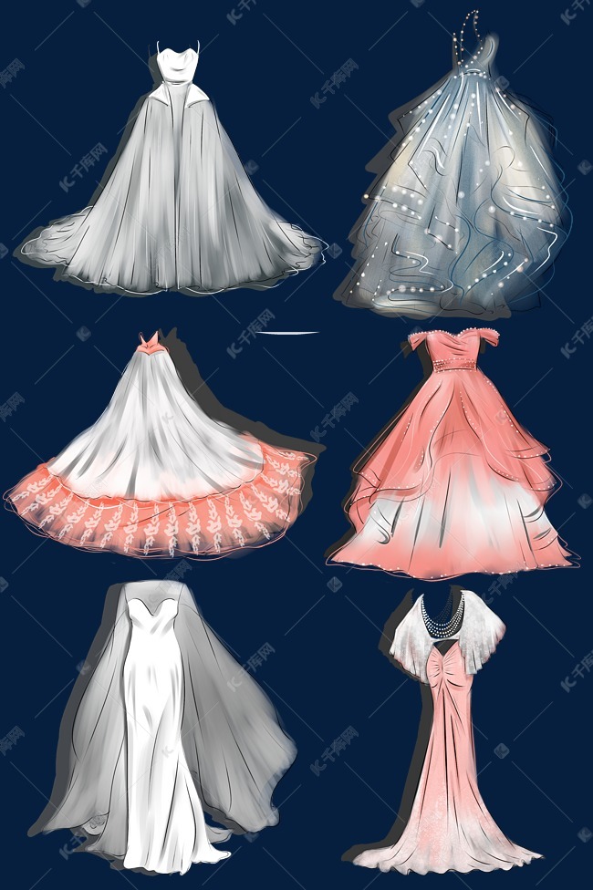 设计手绘浪漫唯美新娘婚纱礼服