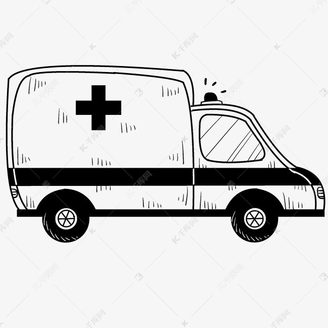 线描救护车手绘插画