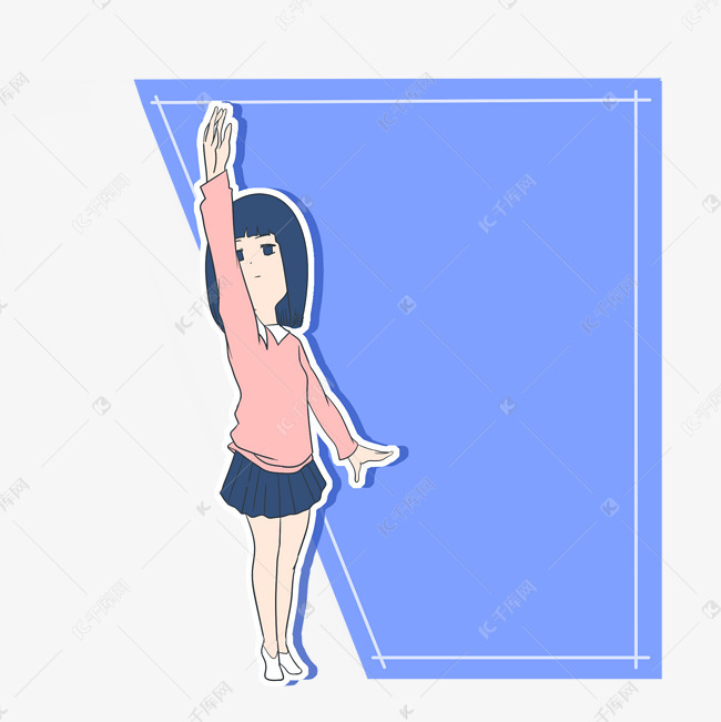 蓝色人物小女孩