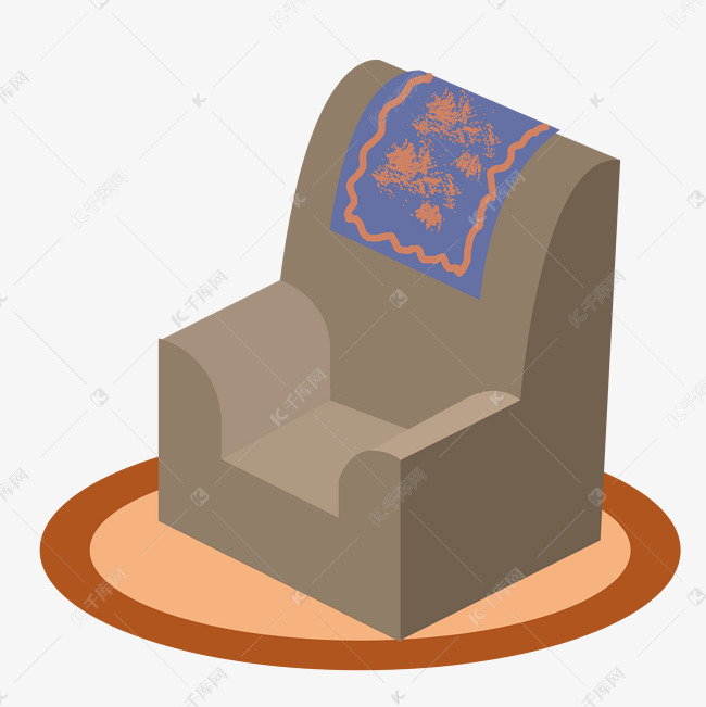 手绘2.5d单人沙发插画