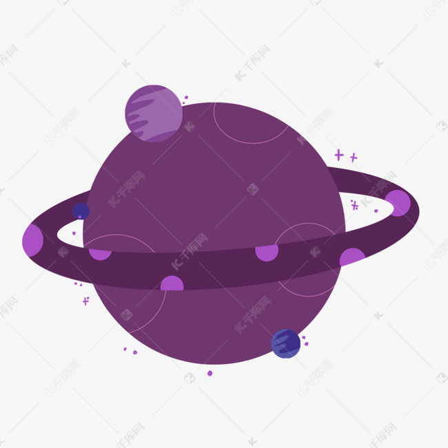 紫色浪漫扁平外星球png