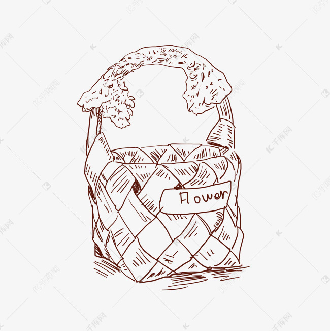 线描花篮摆件