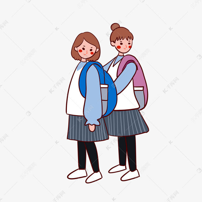 手绘矢量卡通开学季可爱背书包的小学生素材图片免费下载-千库网