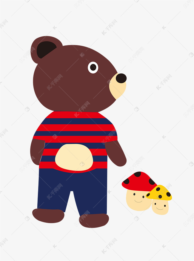 小熊出动趣味卡通背影小熊手绘矢