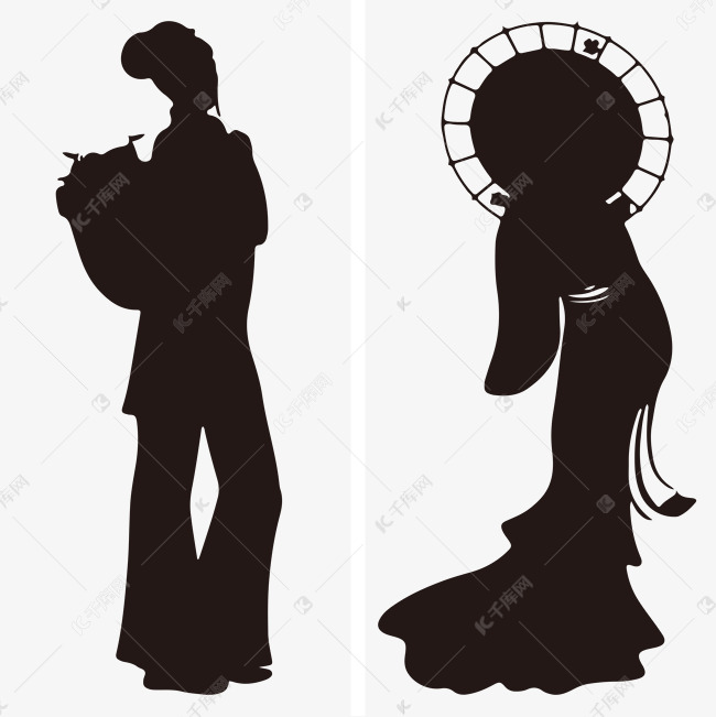 古代女人矢量剪影1