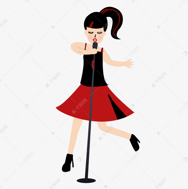 酒吧女歌手手绘插画psd