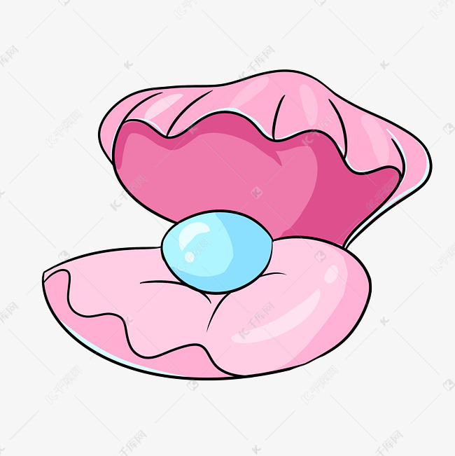 卡通贝壳珍珠插画素材图片免费下载-千库网