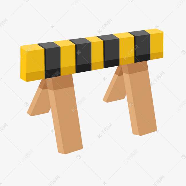 黄色木质路障插画