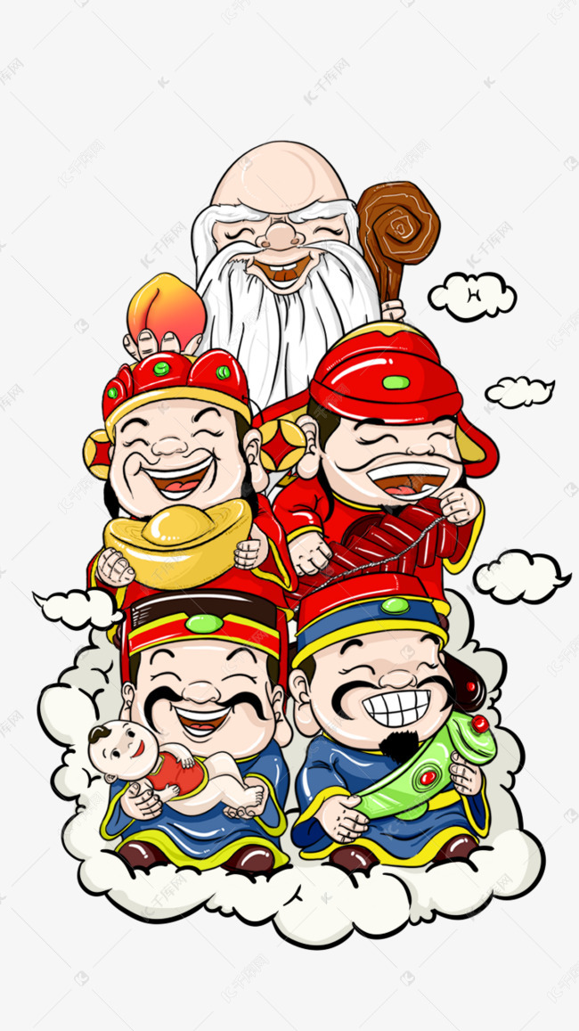 福禄寿喜财五路大仙素材图片免费下载-千库网