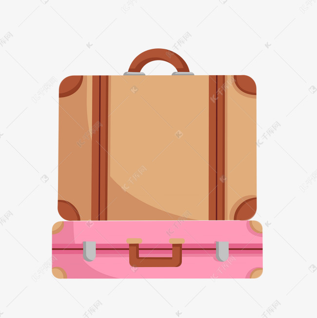 手绘小型旅行箱插画