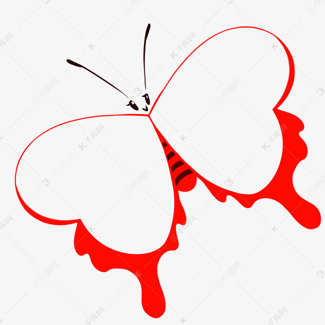 千库网 图片素材 红色蝴蝶边框插画 版权可商用有保障           编号