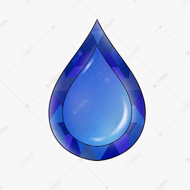 蓝色水滴宝石插画