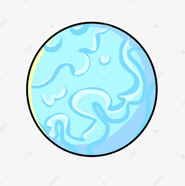卡通手绘蓝色星球插画素材图片免费下载-千库网