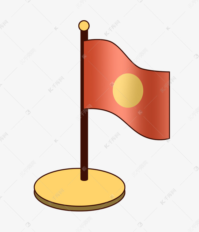 卡通飘扬的旗帜插画