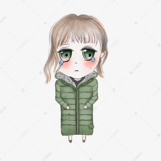 一个哭泣的q版小女孩