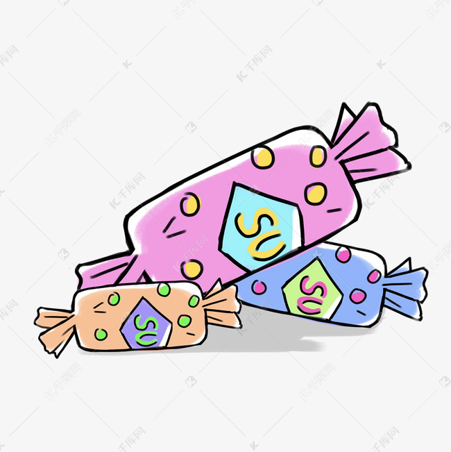 彩色卡通手绘零食糖果