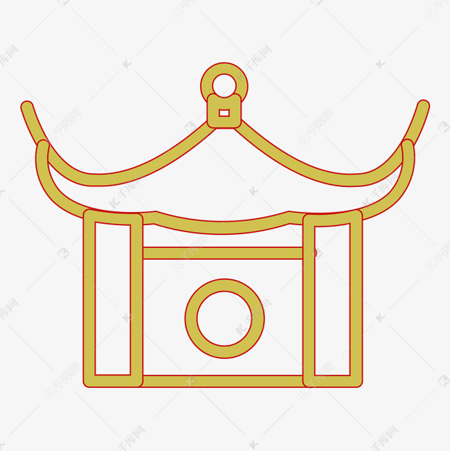 手绘中式传统房檐屋檐装饰图案