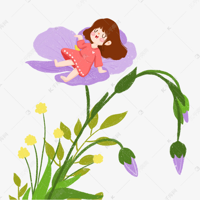 躺在鲜花上睡觉的女孩