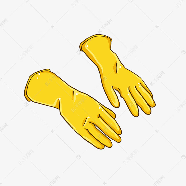 胶皮手套手绘简笔画小清新