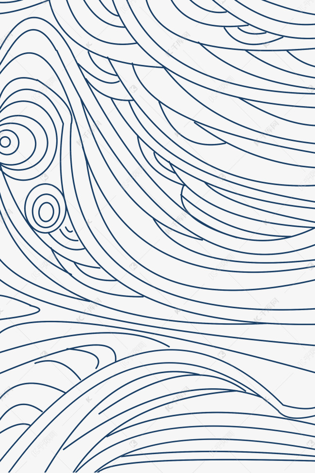 手绘卡通海浪纹插画