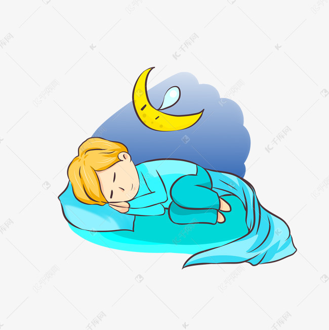 世界睡眠日卡通手绘小男孩矢量图