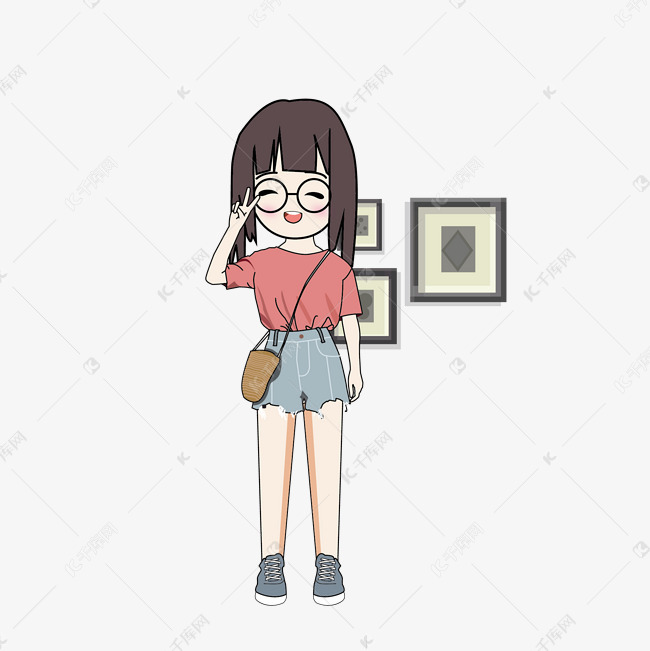 手绘女生牛仔短裤